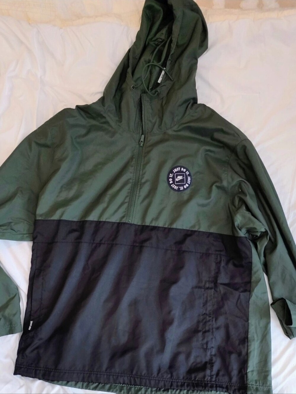 Nike Olive Green and Black Hooded Lined Pullover Jacket NWT